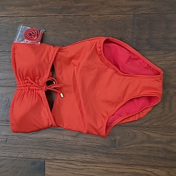NWT Time and Tru Red Cutout Swimsuit size Medium (8-10) - Picture 1 of 4